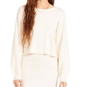 Bb Dakota by Steve Madden Womens Ribbed Short Crop Sweater Ivory Medium